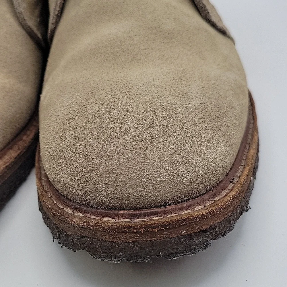 Frye Suede Chukka Boots Mens 8.5D Beige Tan Leather Sole Lace-Up Made Mexico